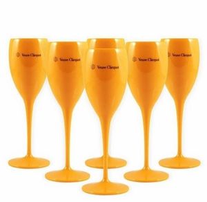 6PCSオレンジプラスチックシャンパンフルートアクリルパーティーワイングラス2205052563486