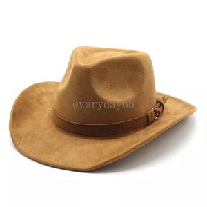 2024 neue Wildleder Fedora Hut Western Cowboy Hüte Frauen Männer Fedoras Jazz Top Cap Filz Kappen Trilby 6 farben