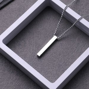 5pcs Lot Bar Charms Hypoallergenic Stainless Steel Pendants Charms Necklace Smooth Metal DIY Jewelry Findings Making 5*38mm With Chain 2mm 28inch