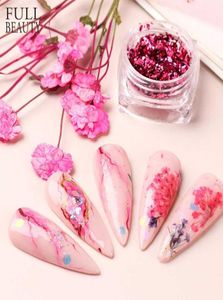 1pack Dried Flowers Nails Glitter Dust Set Natural Floral 3D Decoration Design Red Blue Charms Art Nail Accessories CHFDZ01129295581