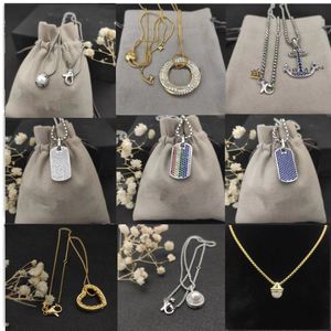 Dy designer with box Women Pendant Necklaces Classic men Gold Silver Vintage ship's anchor Ivory shape Diamond Necklace length 45cm-90cm Christmas gifts jewelry