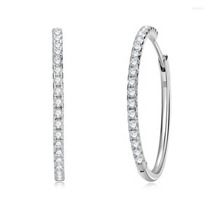 Brincos de aro Anziw 30mm Big Round for Women Girls 925 Sterling Silver 1,7 mm Cúbica Zirconia Jóias Presentes de aniversário