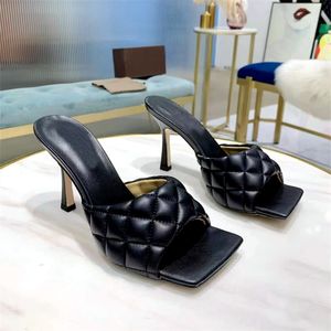 Super High Heel Women's slippers summer fashion genuine leather designer women's high heels Sexy Skinny Heels Banquet Heels 9.5CM with box 35-42