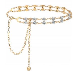 سلسلة حزام معدني متعددة الطبقة للنساء سلسلة الخصر الفضية الذهب