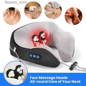 Massera nackkudde Electric Neck Massager U-formkudde Relaxation Massage Uppvärmning Knådning Infraröd kudde för kontor självkörande resor Q231123