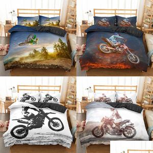 Conjuntos de cama Homesky Motocross Set para meninos Adts Kids Off-Road Race Motorcycle Duvet Er Cama Único Rei Duplo 2/3 Pcs Terno 210615 Drop Dhjmw