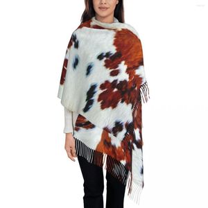 Scarves Customized Printed Faux Fur Cowhide Leather Style Scarf Women Men Winter Warm Animal Hide Texture Shawls Wraps