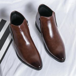 Stivali stile britannico moda scarpe alte abito da uomo breve banchetto formale in vera pelle consegna gratuita