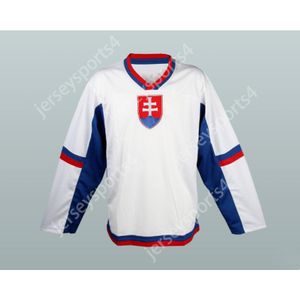 Anpassad White Slovakia National Team Hockey Jersey New Top Stitched S-M-L-XL-XXL-3XL-4XL-5XL-6XL