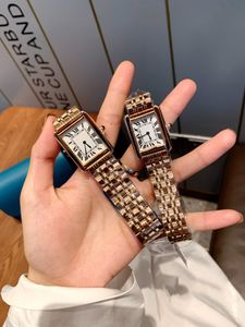 Tank her his and Luxury couples fashion watch set vintage Diamond Gold Platinum rectangle quartz watch stainless steel gift for couple