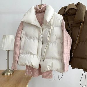 Gilet da donna Gilet semplice Gilet che sfiora la pelle Gilet Tasche laterali Colletto rialzato tinta unita Piumino in cotone invernale sciolto