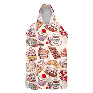 Towel Macaron Cake Biscuit Ice Cream Coffee Sand Free Hooded Poncho Swim Beach Changing Robe Holiday Birthday Gift Drop
