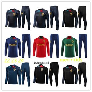 2023 2024 Portugal Masculino Tracksuits Logotipo Bordado Futebol Treinamento Roupas Ao Ar Livre Jogging Camisa Futebol Tracksuit 22 23 24 Homens Crianças Kit Moletom