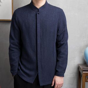 エスニック衣類中国語スタイルの男性タングスーツジャケットプラスサイズの綿リネンコートカーディガンスプリングロングスリーブシャツビンテージカジュアルルーズトップ