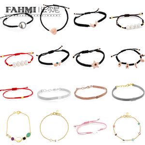 Fahmi Süßes Armband aus rosafarbenem Kristall in Form eines ewigen Liebesbären in Bonbonfarbe mit offenem Kreis aus Roségold. Gute Verarbeitung, TOP-Qualität