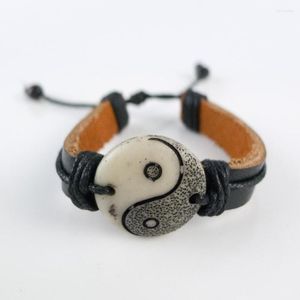 Strand Men's Leather Bracelet Limitation Yak Bone Material Art Vintage Bracelets For Man #GZ512