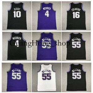 GH Chris Webber Jason Williams King Mitch och Ness Basketball Jersey Peja Stojakovic Mike Bibby Throwback Jerseys White Black Purple Size