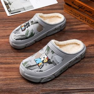 Slipper Kids Winter Slippers Childrens Warm Clogs Baby Cute Cartoon Garden Shoes Parents Indoor Waterproof Fur Croc Plush Flip Flop 231122