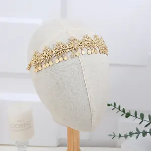 Hair Clips Moroccan Women Ornament Gold Plated With Rhinestones Plant Style Turkish Coin Arabic Headchain Wedding Party Valentine Gift