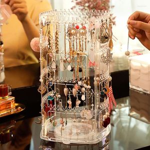 Jewelry Pouches 360 Rotating Clear Earring Holder 4 Tiers Organizer Classic Stand Rack Display With 168 Holes Grooves
