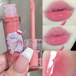 Lipgloss, niedliche Katze, Spiegelgelee-Röhren, wasserdicht, feuchtigkeitsspendend, langlebig, nackt, rosa, flüssiger Lippenstift, Tönung, Make-up, koreanische Kosmetik