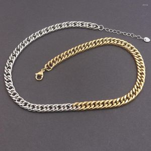 Chains Gold Silver Color Splicing Thick Chain Necklace 316 Stainless Steel Jewelry Wholesale Waterproof Choker Necklaces For Women Men