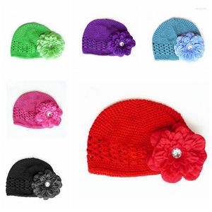 Şapkalar Kufi Caps Pamuk Örgü Kafatasları Beanies ile Şakayık Gerbera Kız Erkek Bebek Klasik Tığ işi Sıcak Aksesuarlar MZ9110