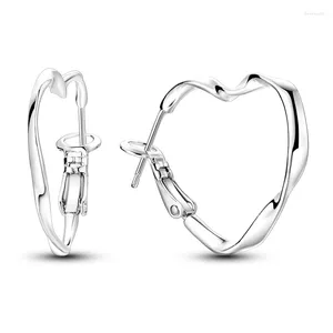 Hoopörhängen konstnärlig 925 Sterling Silver Liquid Love Geometric Line Style för kvinnors dateringsmycken Tillbehör