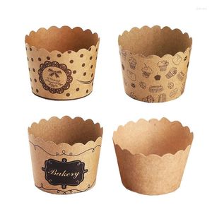 Baking Moulds 50pcs Brown Krafts Muffin Cupcake Paper Cup Liners Wedding Birthday Party Cake Wrapping