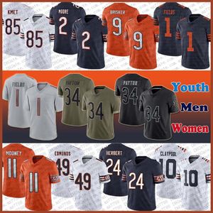 Justin Fields DJ Moore Camisa de Futebol Custom Masculino Feminino Crianças Jaquan Brisker Chase Claypool Cole Kmet Darnell Wright Gervon Dexter Sr Tyrique Stevenson Zacch Pickens