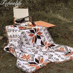 Filt Bohemian Ethnic Picnic Filt with Tassel Throw Soffa Filt For Bed Cover Outdoor Camping Mat Sofa Travel Rugs Home Decor 230422