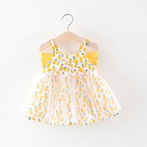 Vestidos de menina Letard de manga longa com vestido garotas de verão Princesa Princesa Baby Wing Fruit Floral Fruit 4T