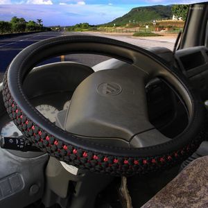 Steering Wheel Covers KKYSYELVA PU Leather Silk For Car Bus Truck 36 38 40 42 45 47 50cm Diameter Auto Steering-wheel Cover