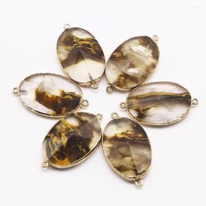 Colares pendentes 35 35 mm naturais de charmos de pedra natural Cherry Quartz Hole duplo 4pcs Fit Diy Jewelry Bracelet