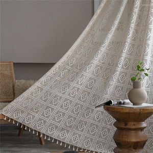 Tenda francese ricamata in filato beige soggiorno balcone bovindo cotone giapponese lino personalizzato