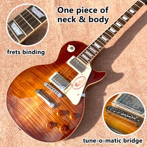 Custom Shop, Made in China, chitarra elettrica di alta qualità, manico in un unico pezzo, ponte Tune-o-Matic, rilegatura tasti, consegna gratuita06