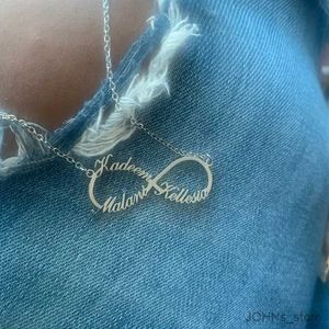 Anhänger Halsketten Cus Unendliche Namenskette für Frauen Personalisierte Edelstahlkette Paar Familiennamensschild mit Herz Schmuck Geschenk R231124