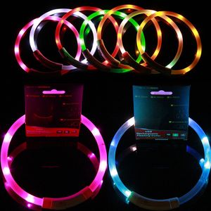 Hundhalsar LEASSHES LED DOG LUMINOURE COLLAR USB Laddningskrage Teddy Anti Lost Collar Luminoso Perro Pet Accessoarer levererar 230422