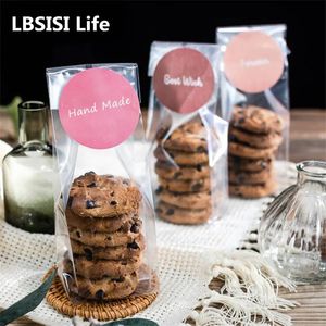 ギフトラップlbsisi life 50pcs透明なクッキービニール袋チョコレートデザートヌガキャンディースナック誕生日結婚式のパーティーパッキング231124