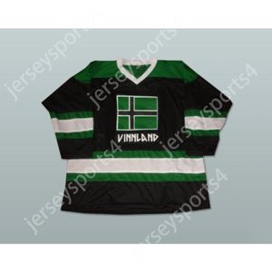 Anpassad vit och svart 13-typ O negativ Vinnland Hockey Jersey Ny toppstitched S-M-L-XL-XXL-3XL-4XL-5XL-6XL