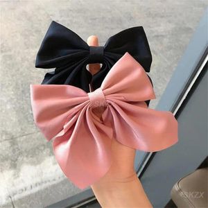 Hair Accessories Barrettes Spring Clip Solid Color Layer Butterfly Bow For Women Top Headwear Duckbill Satin Vintage Hairpin Ribbon