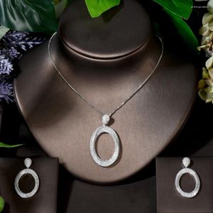 Necklace Earrings Set Fashion Small Women Wedding Big Circle Pendant Earring Sets India Dubai Bridal Party N-1688