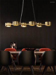 Pendelleuchten Nordic Italian Luxus Kupfer Gerade Lichter Wohnzimmer Designer Schlafzimmer Gold Moderne Esszimmerbeleuchtung
