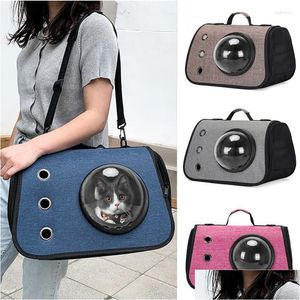 Portadores de gatos, caixas casas transportadoras de gatos ao ar livre portátil pet respirável saco de espaço shoder mão dobrável acessórios de viagem transportador de cães dh7s6