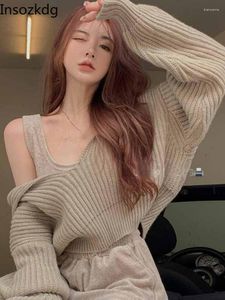 女性の2ピースパンツInsozkdg Winter for Women Lengleve Sweatshirts Pulls Camis Wide Leg 2023 Fashion Womens Outfits