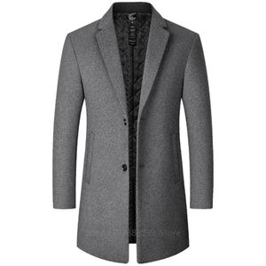 Men's Wool Blends Woolen Coat Autumn Winter Cotton Thicken Wool Blends Jacket Coats High Quality Male Tops Windproof Warm Trench Overcoats 231123