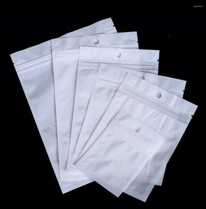 Gift Wrap 50 Pack White Clear Self Seal Zipper Plastic Retail Packaging Poly Pouches Bags Package With Hang Hole