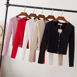 Women's Sweaters Cardigan Female Black Cropped Korean Style Knitted Sweater Long Sleeve Top Sweaters Knit Ladies Women's Coat Spring Blouses 231124