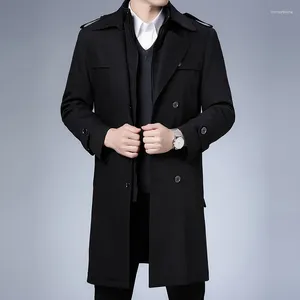 Men's Trench Coats High Quality Fashion Lengthened Over Knee Coat Men Can Remove Wool Lining Thickened Autumn And Winter Middle-agedtop