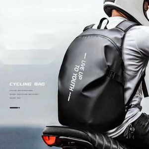 Backpack Fashion Casual Fashion Cool Letter Large Capacity Black Backpack Functional Motorcycle Riding Helmet Bag 231115